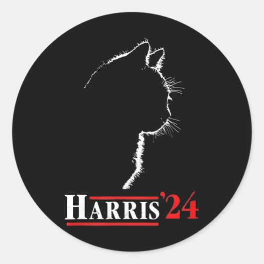 キャットレディFor Kamala Harris社長バイデン氏24 ラウンドシール (正面)