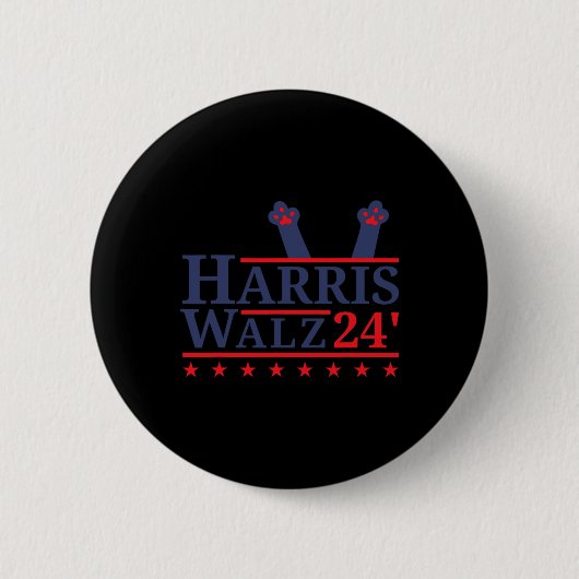 キャットレディFor Kamala Harris Tim Walz 2024選挙 缶バッジ (正面)