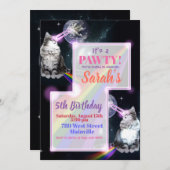 キャットレーザーとレインボーパーティの招待状 招待状 (正面/裏面)