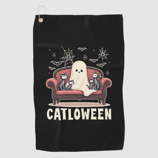 キャットロウィーン ゴースト ハロウィン ゴルフタオル (正面)