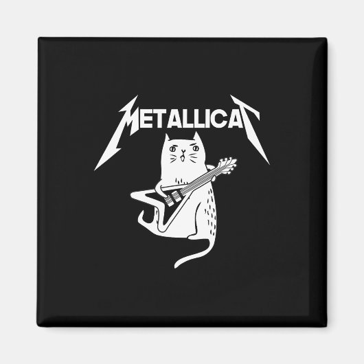 キャットロックバンドギターおもしろいクリスマスプレゼント マグネット (正面)