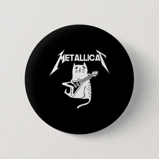 キャットロックバンドギターおもしろいクリスマスプレゼント 缶バッジ (正面)