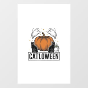 キャットローウィン 黒猫 おばけ ハロウィン ベクター デザイン_ ウィンドウサイン