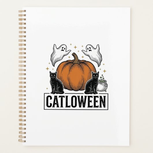 キャットローウィン 黒猫 おばけ ハロウィン ベクター デザイン_ プランナー手帳 (正面)