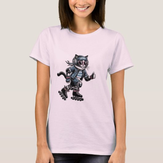 キャットロークールラースケートで滑る Tシャツ (正面)