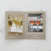 キャットワおもしろいインシャンパン誕生日グリーティングカード カード (内部)