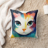 キャットワイルド自然アニマルカラー絵画アート クッション (ブランケット)