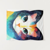 キャットワイルド自然アニマルカラー絵画アート タペストリー (正面(横))