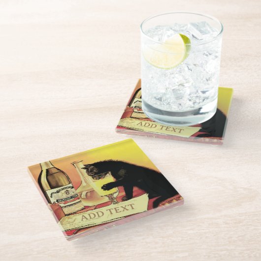 キャットワイングラスのコースター ガラスコースター (アングル)