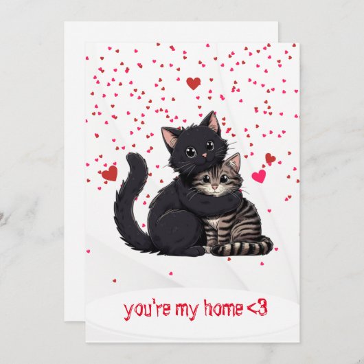 キャットヴァレンティーンズデイカード – かわいいキャットホリデーカード シーズンカード (正面/裏面)