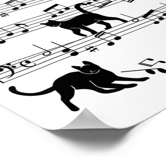 キャット子猫遊ズクレフ、 音符記号ピアノミュージシャンアート ポスター (角)
