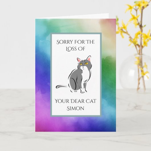 キャット悔やみや弔慰 カード (黄色い花)