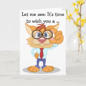 キャット教授はハッピーバースデーを願う カード (黄色い花)