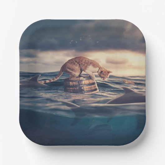 キャット昼寝ドリームア悪夢 ペーパープレート (正面)