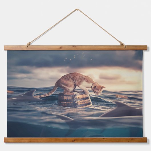 キャット昼寝ドリームア悪夢 吊り下げ型タペストリー (正面)