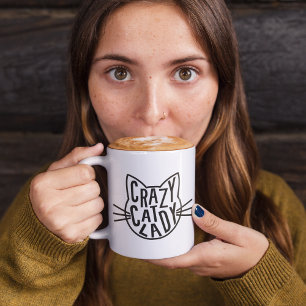 キャット熱狂するレディーキャット顔 コーヒーマグカップ