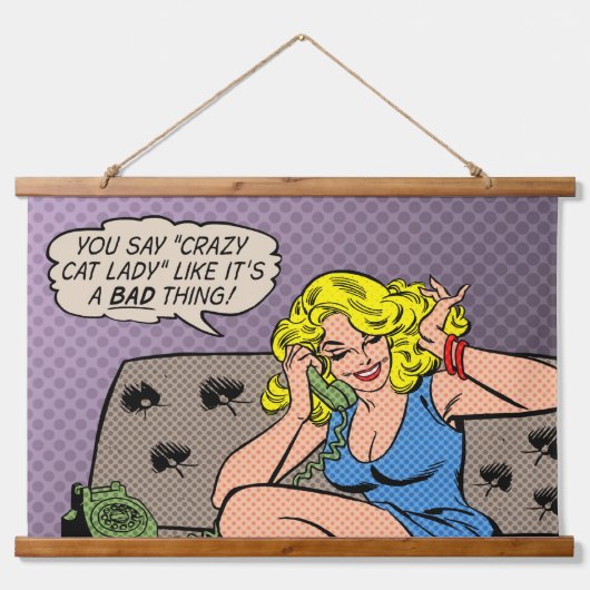 「キャット熱狂するレディ」ウォールタペストリー 吊り下げ型タペストリー (正面)