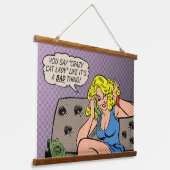 「キャット熱狂するレディ」ウォールタペストリー 吊り下げ型タペストリー (傾斜あり)