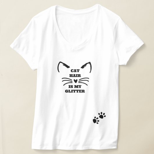 キャット熱狂するレディTシャツ – Cat Hairがグリッター Tシャツ (レイダウン)