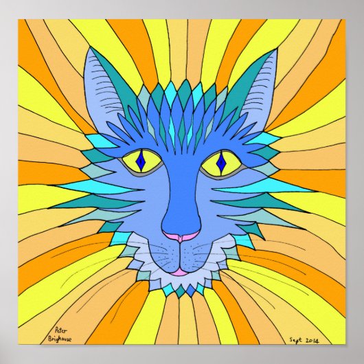 キャット顔インブルース、オレンジ、ジンジャー ポスター (正面)