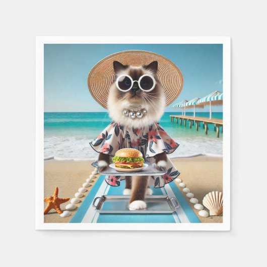 キャット食べはハンバーガー スタンダードカクテルナプキン (正面)