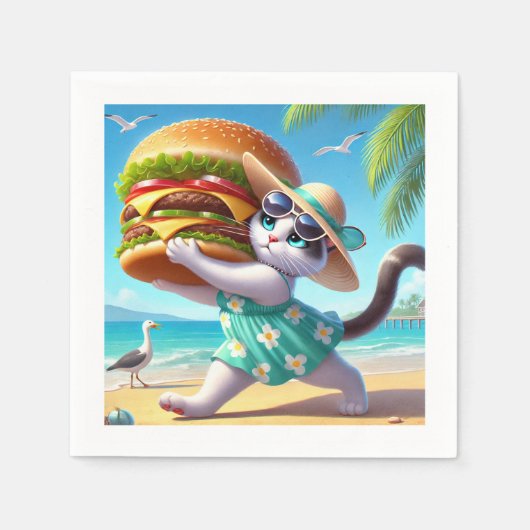 キャット食べはハンバーガー スタンダードカクテルナプキン (正面)