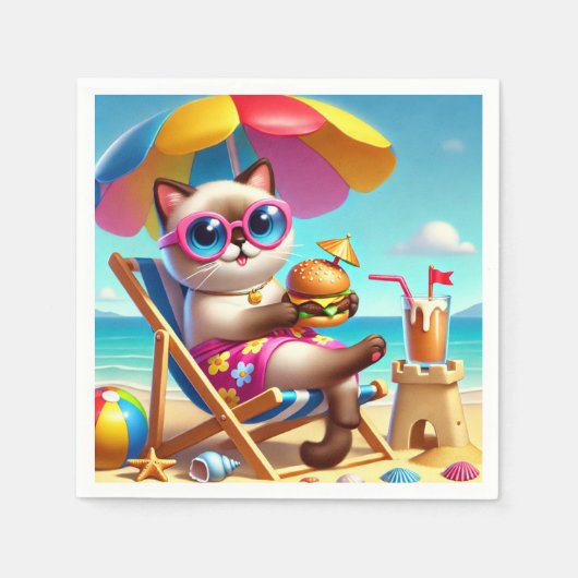 キャット食べはハンバーガー スタンダードカクテルナプキン (正面)