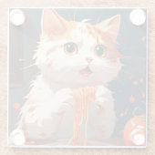 キャット食べスパゲティ ガラスコースター (裏面)