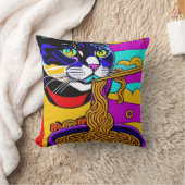 キャット食べスパゲティ クッション (ブランケット)