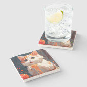 キャット食べスパゲティ ストーンコースター (横)