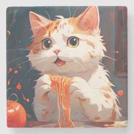 キャット食べスパゲティ ストーンコースター