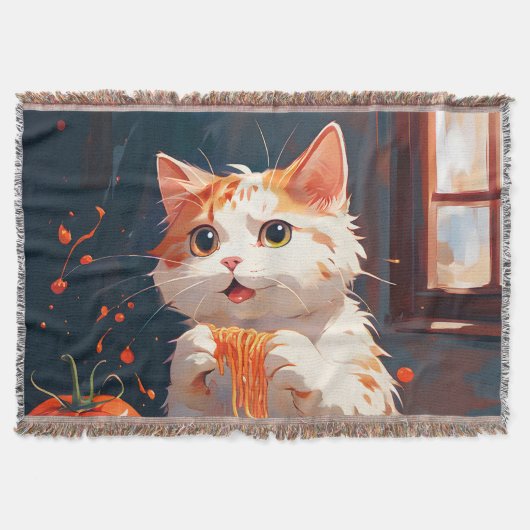 キャット食べスパゲティ スローブランケット (正面)