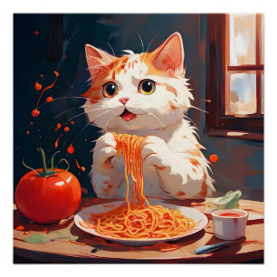 キャット食べスパゲティ ポスター