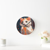 キャット食べスパゲティ ラウンド壁時計 (ホーム)