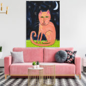 キャット・イン・ザ・ムーンライト絵画抽象芸術 キャンバスプリント (インサイチュ (リビング))