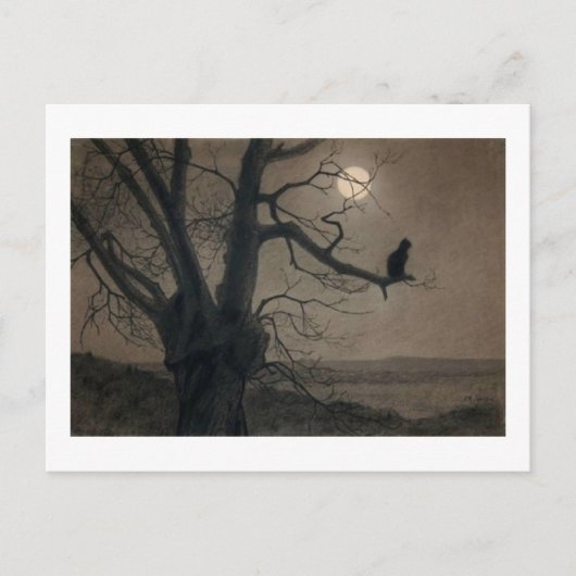 キャット・イン・ザ・ムーンライト、アレクサンドル・スティインレン ポストカード (正面)