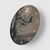 キャット・イン・ザ・ムーンライト、アレクサンドル・スティインレン ラウンド壁時計 (傾斜)