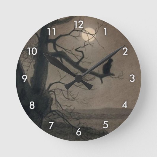 キャット・イン・ザ・ムーンライト、アレクサンドル・スティインレン ラウンド壁時計 (正面)