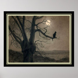 「キャット・イン・ザ・ムーンライト」アールヌーボープリント ポスター