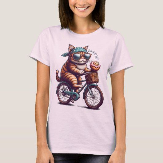 キャット・オン・バイクラシックシクルTシャツ Tシャツ (正面)