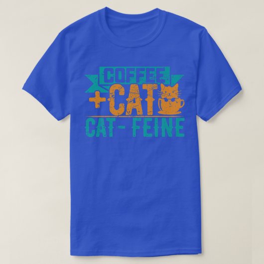 キャット+コーヒーキャットフェインキッおもしろいテン猫好きヴィンタ Tシャツ (デザイン正面)