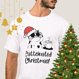 キャット+コーヒークリスマス ネコ好きのためのホリデーグッズ Tシャツ