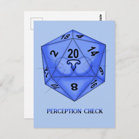 キャット.サイコロ20.知覚チェック ポストカード (正面/裏面)