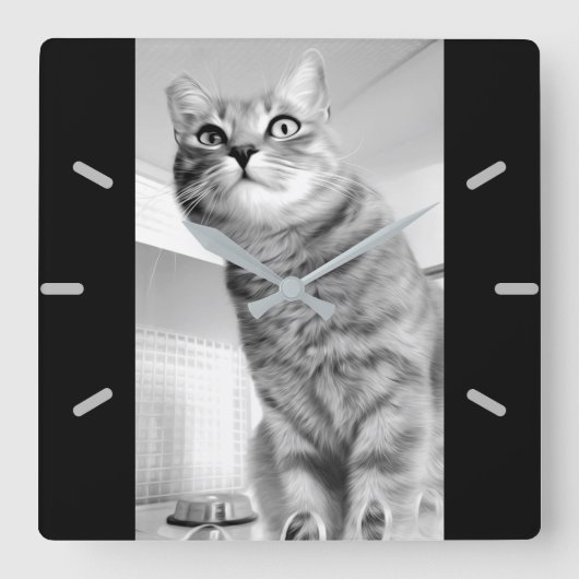 キャット スクエア壁時計 (正面)