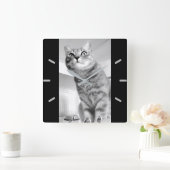 キャット スクエア壁時計 (ホーム)