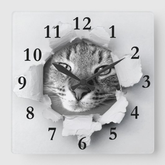 キャット スクエア壁時計 (正面)
