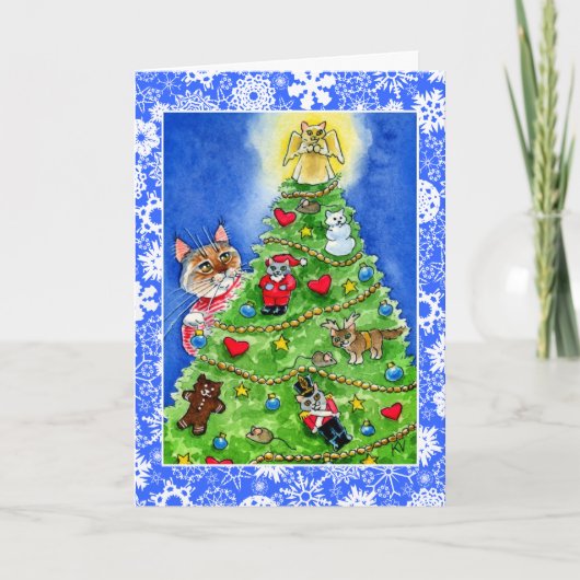 キャット&ネズミズクリスマスまたはホリデーカード シーズンカード (正面)