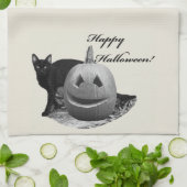 キャット&パンプキンハッピーハローウィン キッチンタオル (折り畳み)