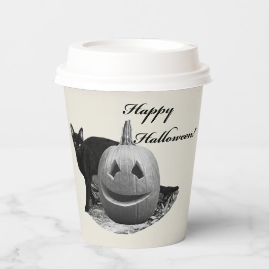 キャット&パンプキンハッピーハローウィン 紙コップ (正面)