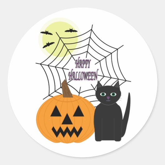 キャット&パンプキンハロウィーン ラウンドシール (正面)